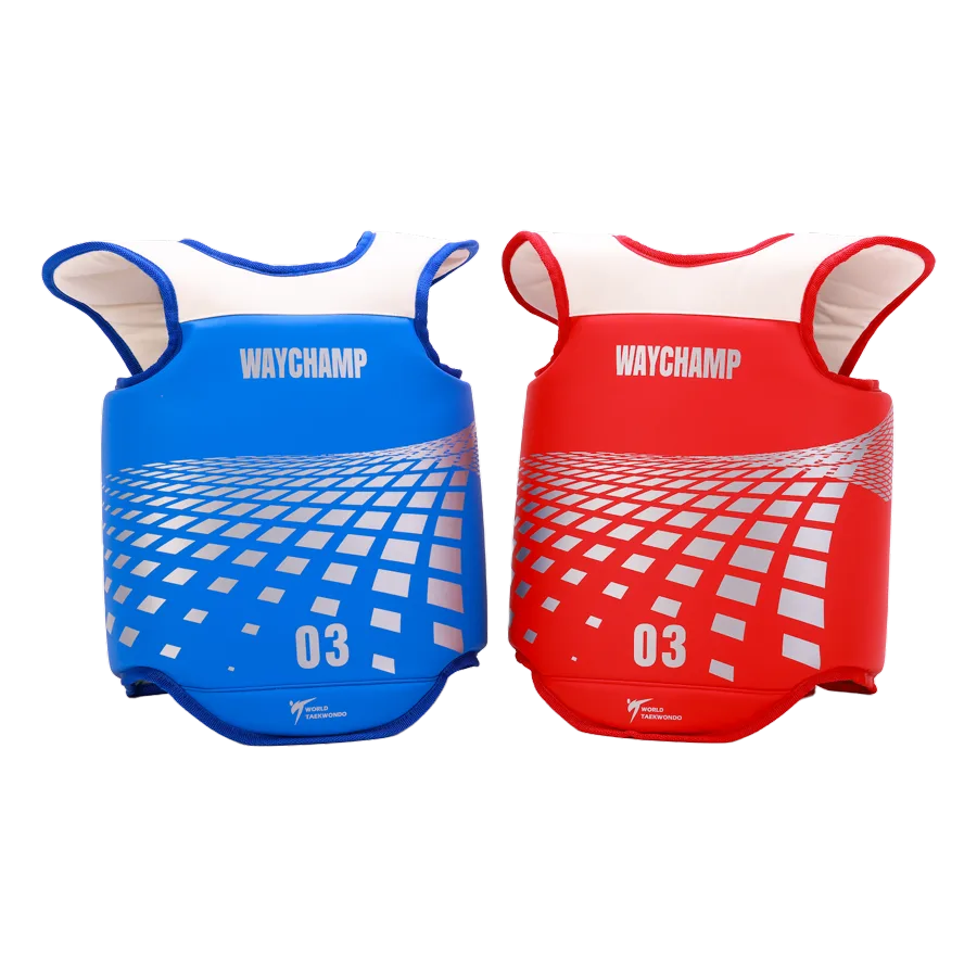 WayChamp Pro blue and red chest protectors