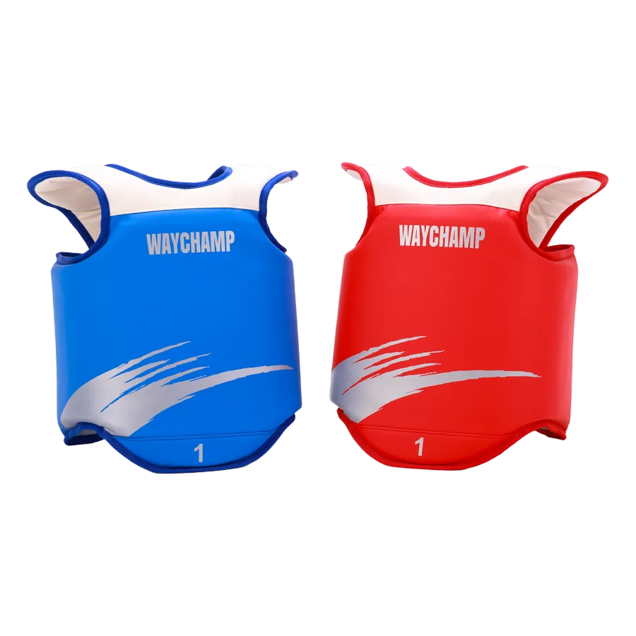 WayChamp Semi Pro red and blue chest protectors